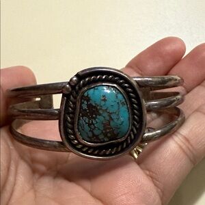 Navajo sterling silver cuff bracelet with turquoise